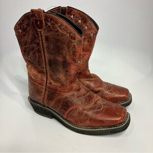 Smoky Mountain Boots leather cowboy boots square toe reddish color kids size 2.5